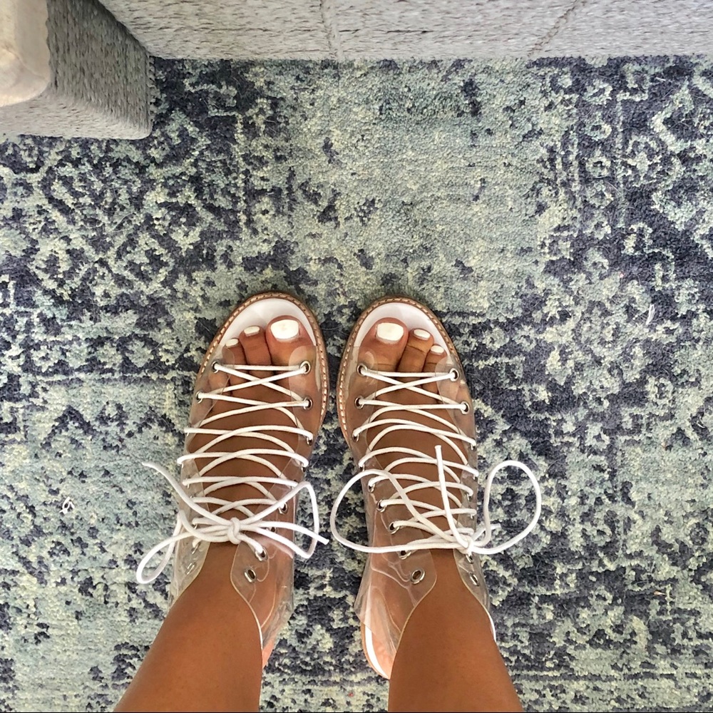 RARE Jeffrey Campbell CLEAR Cors Booties
